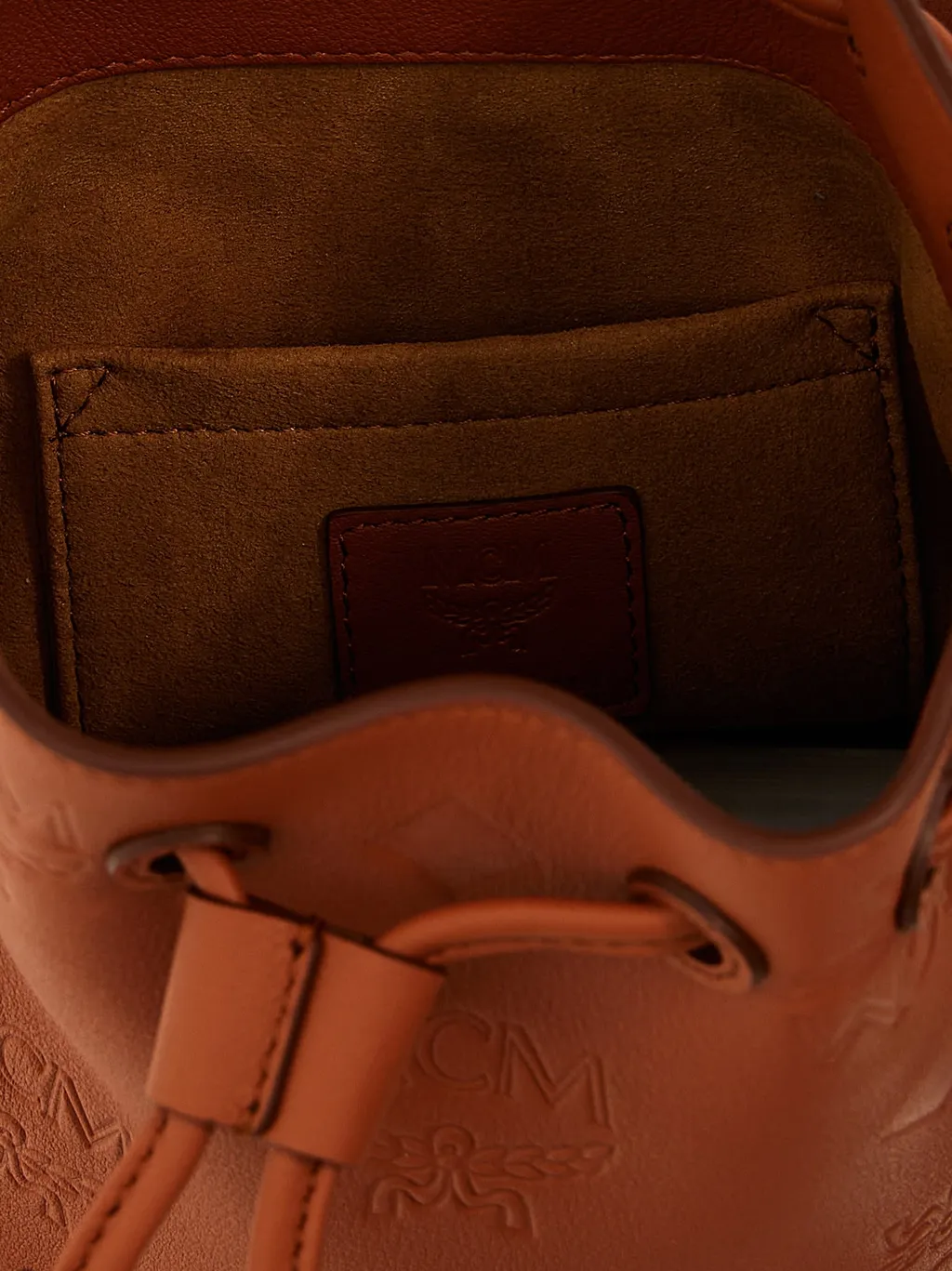 Mcm Dessau Monogram Drawstring Bucket Bag