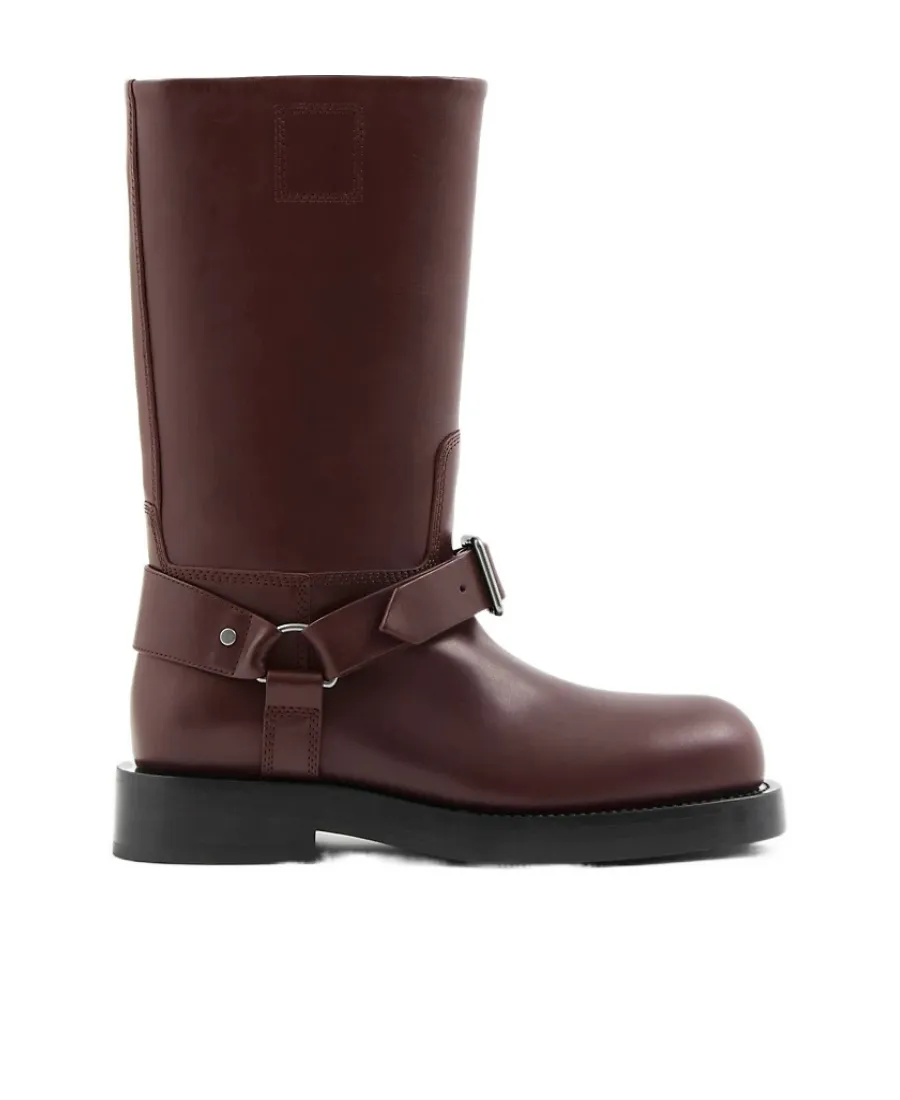 Burberry Saddle Buckled Round-Toe Boots