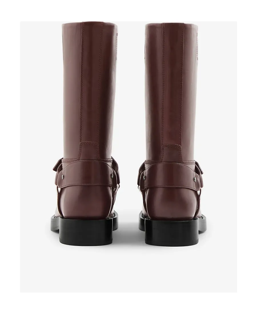 Burberry Saddle Buckled Round-Toe Boots