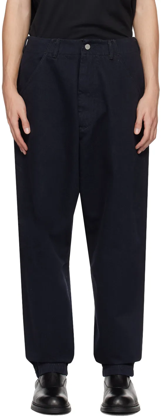 Logo-Patch Straight-Leg Cotton Trousers