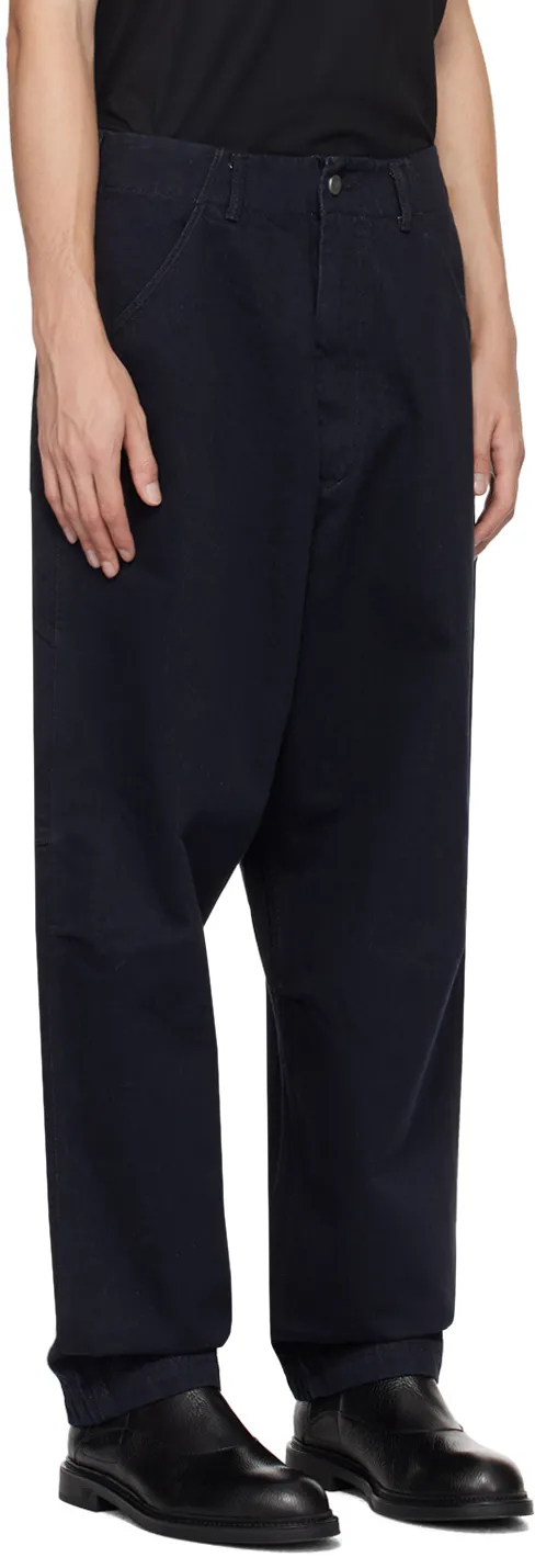Logo-Patch Straight-Leg Cotton Trousers