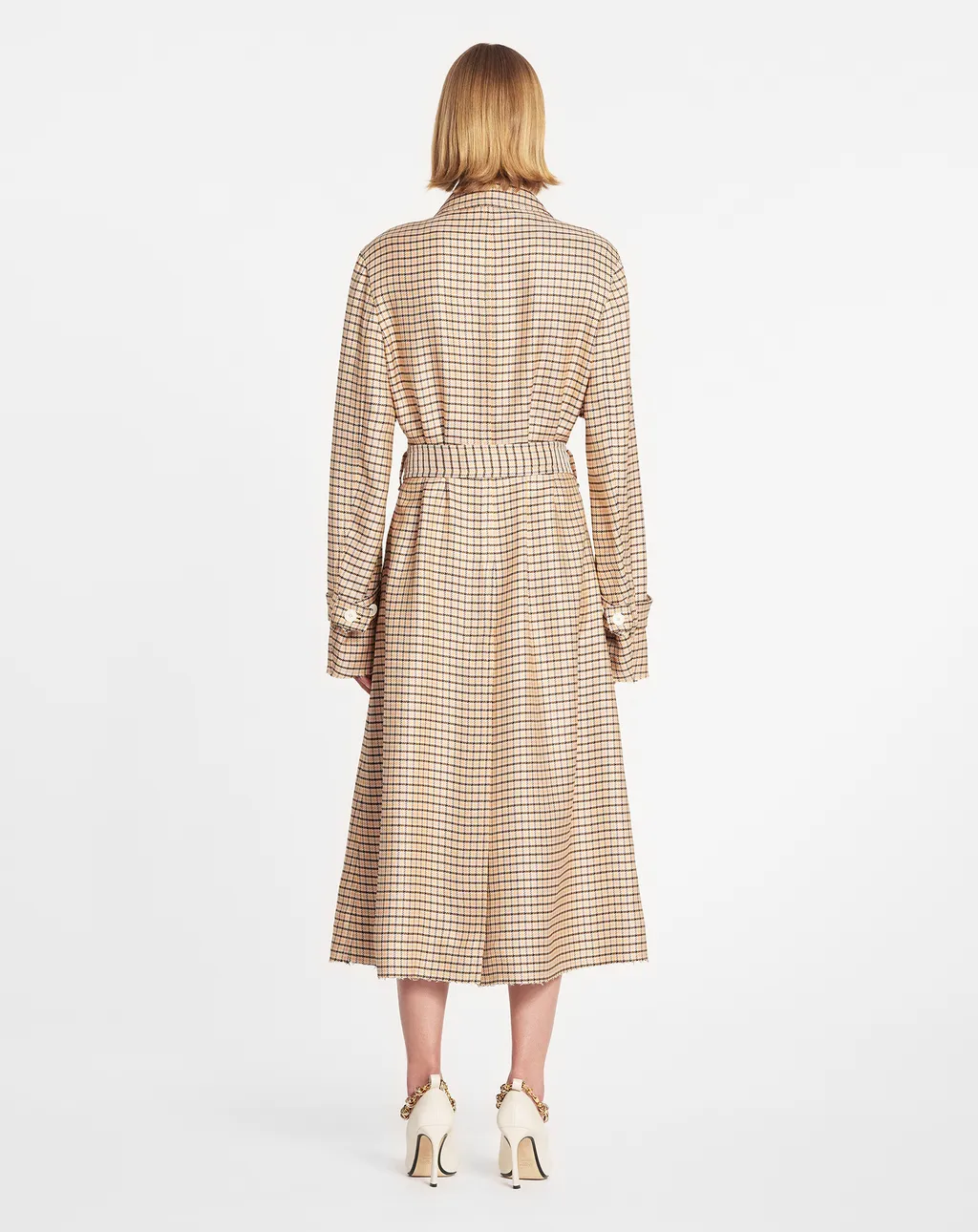 Lanvin Checkered Belted Trench Coat