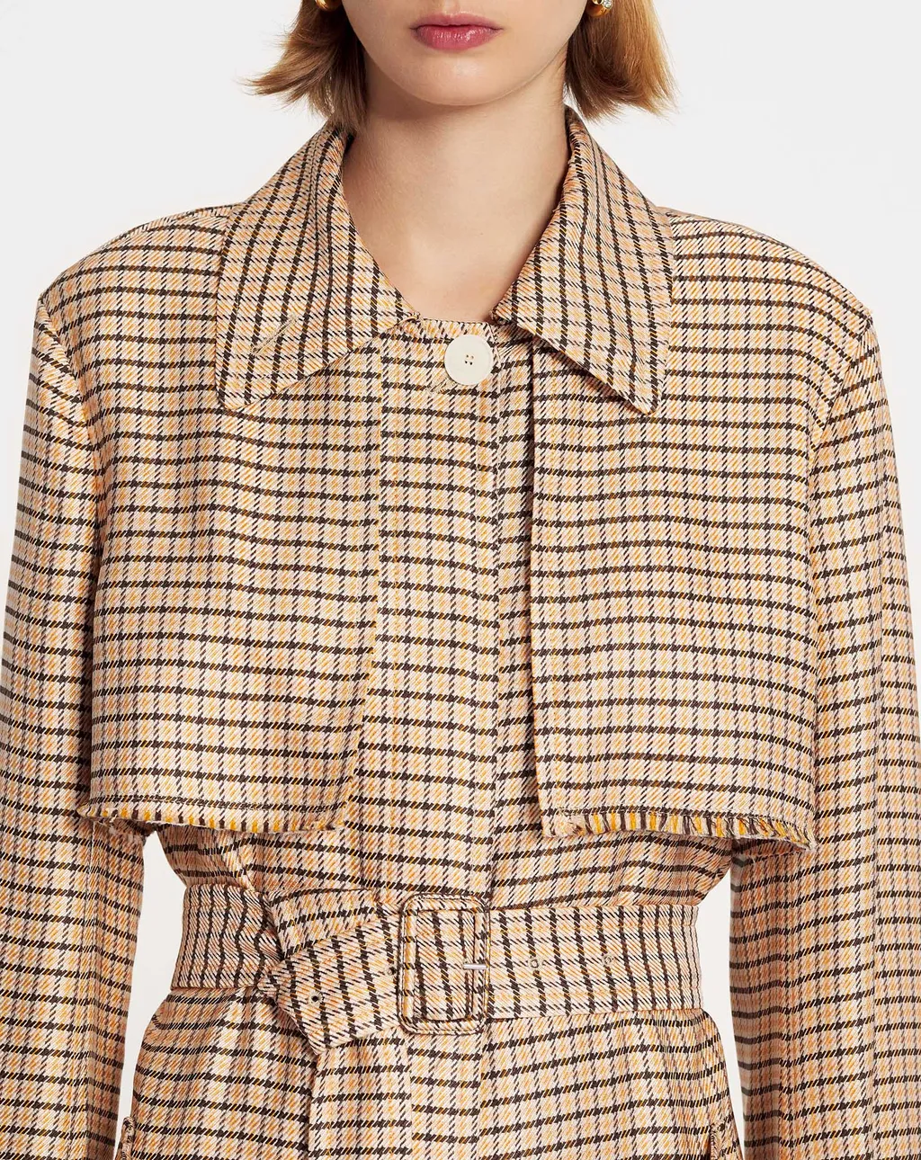 Lanvin Checkered Belted Trench Coat