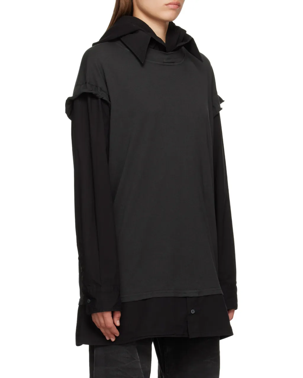 Mm6 Maison Margiela Long Sleeved Layered Hoodie