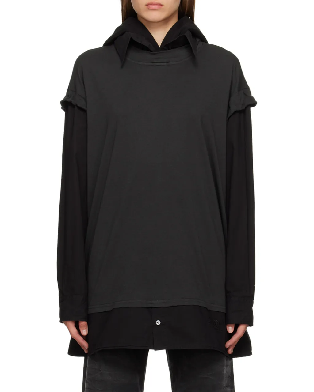 Mm6 Maison Margiela Long Sleeved Layered Hoodie