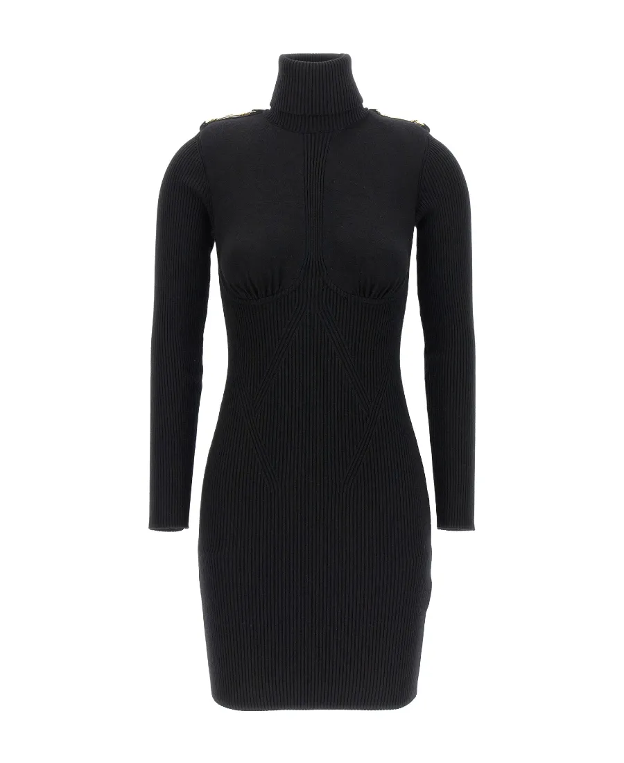 Elisabetta Franchi Roll-Neck Knitted Mini Dress