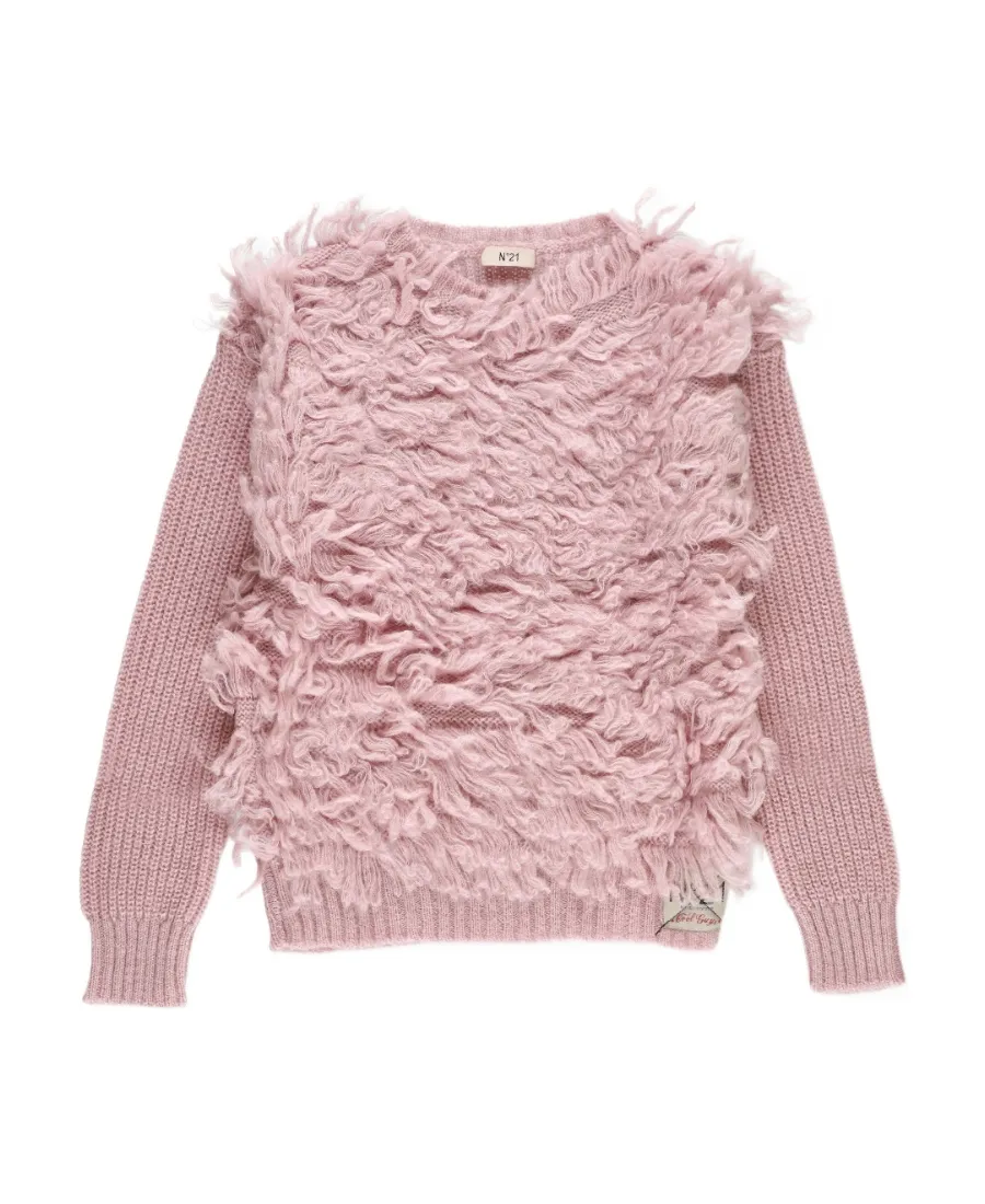 N°21 Kids Ruffled Detailed Logo Patch Jumper