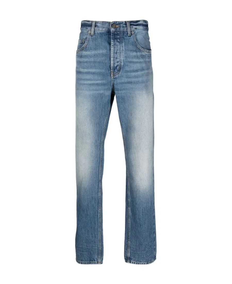 Saint Laurent Button Detailed Straight Leg Jeans