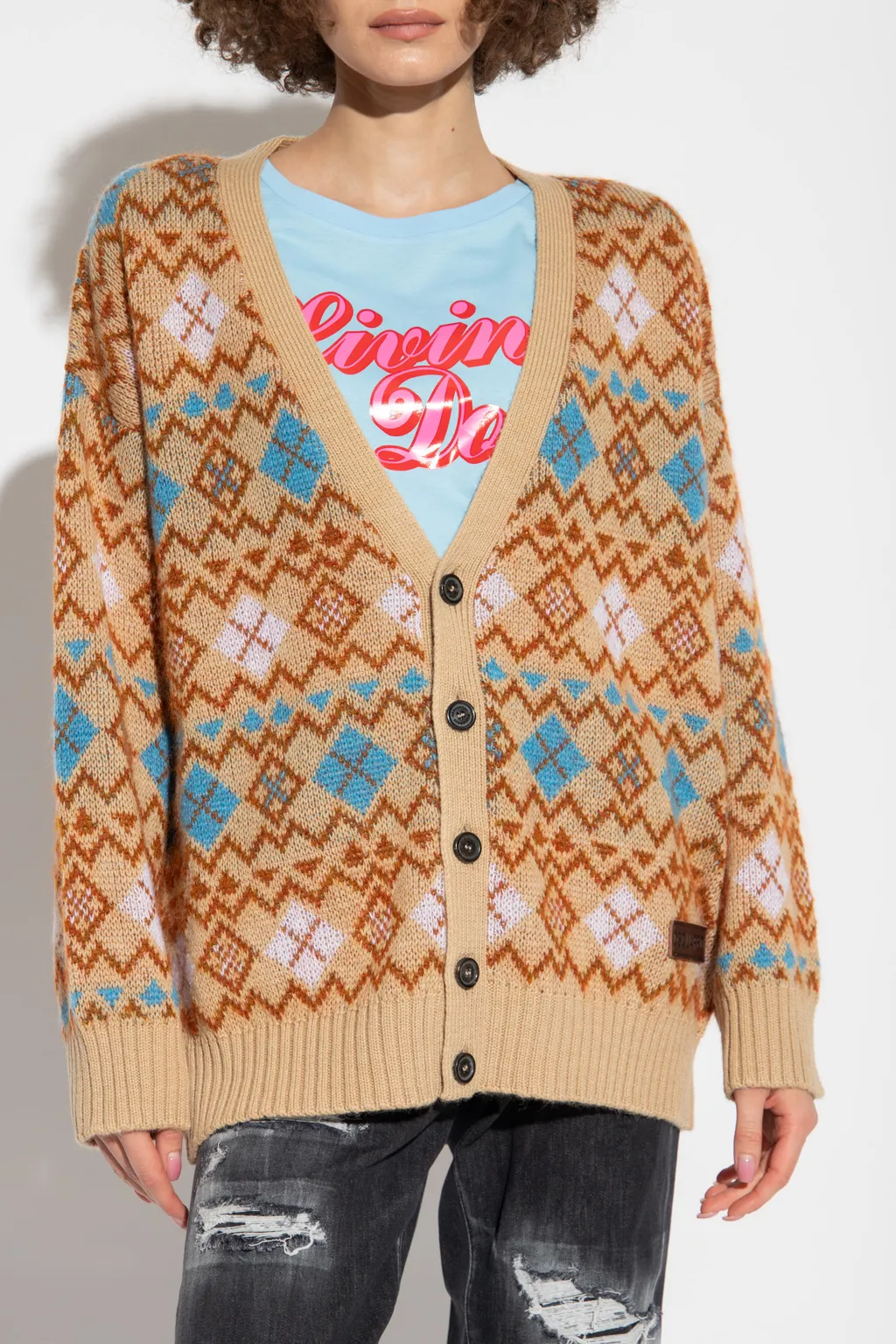 Dsquared2 Heart Vintage Shetland Knitted Cardigan