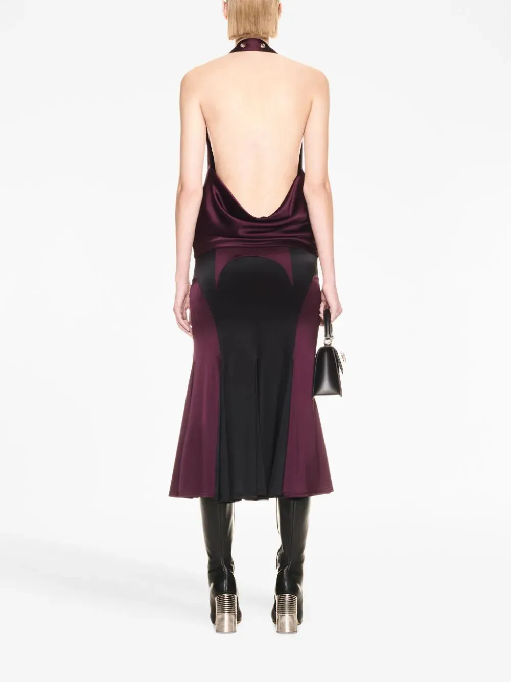 Pleated Satin Midi Skirt