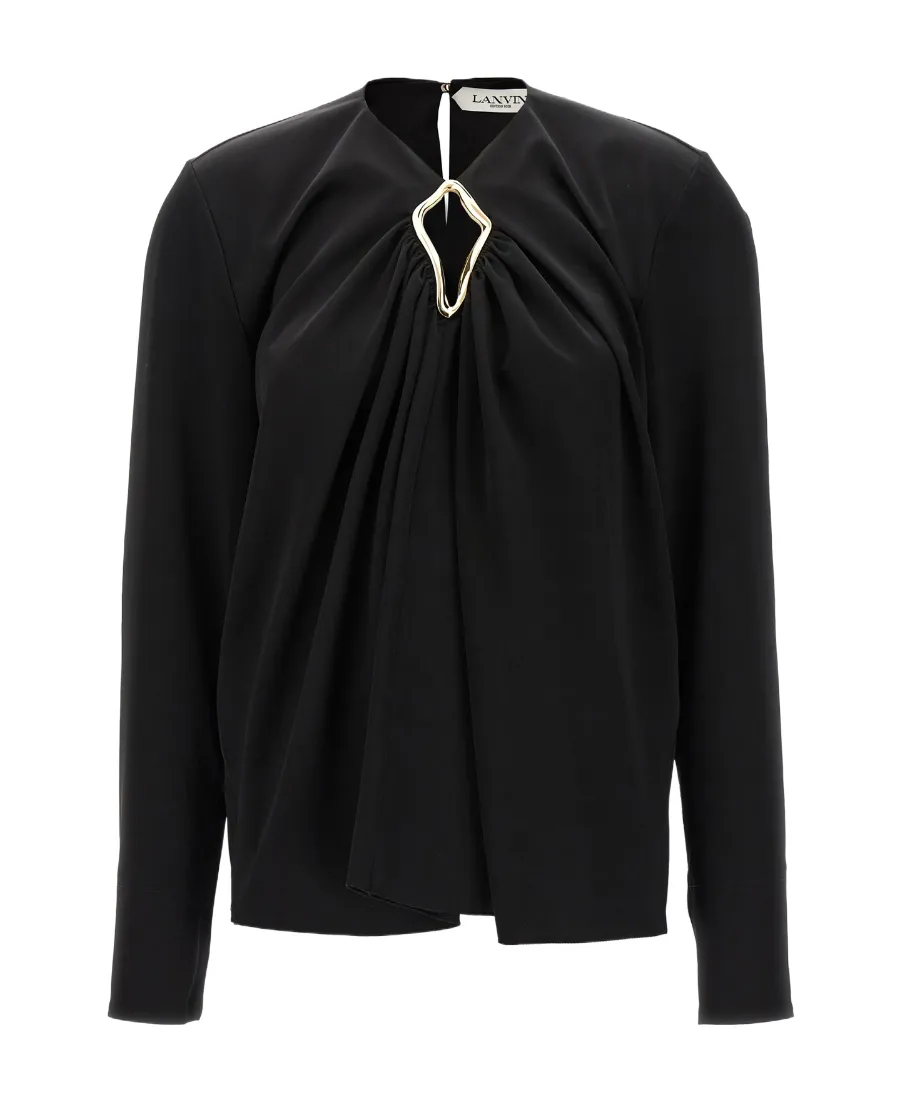 Lanvin Eyelet Detailed Draped Top