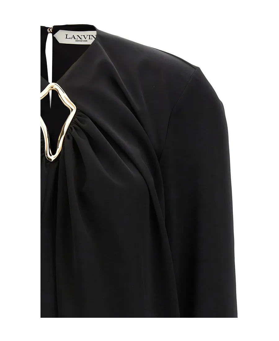 Lanvin Eyelet Detailed Draped Top