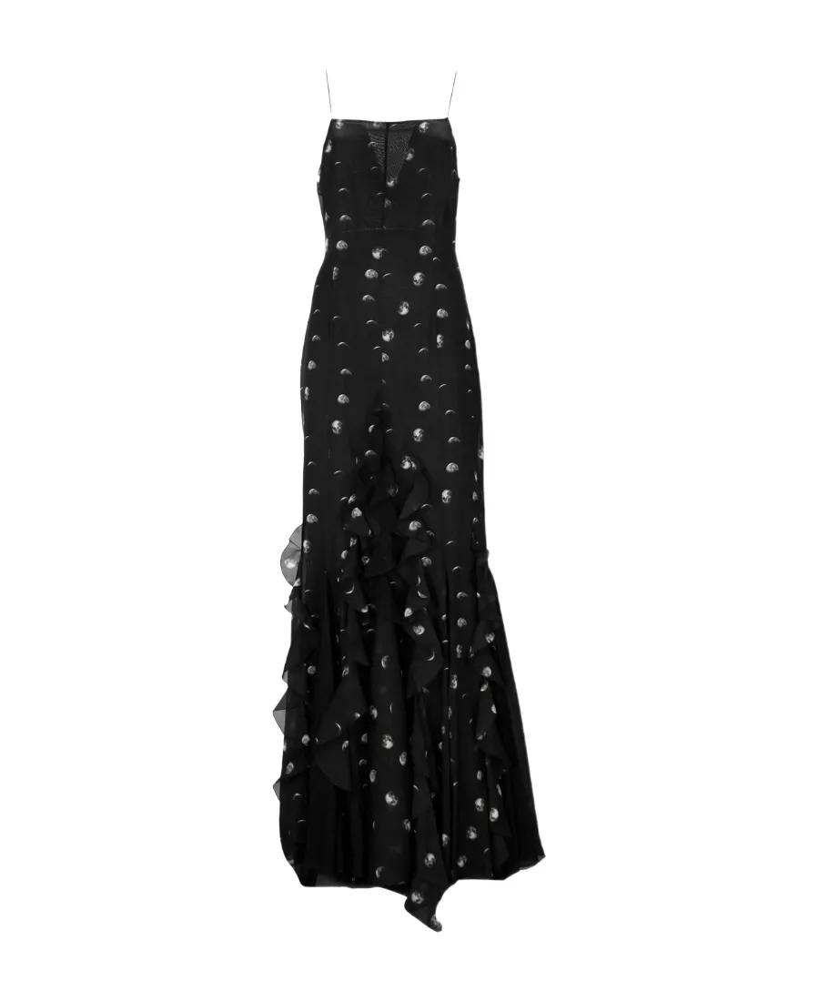 Moon-Print Ruffled Maxi Dress