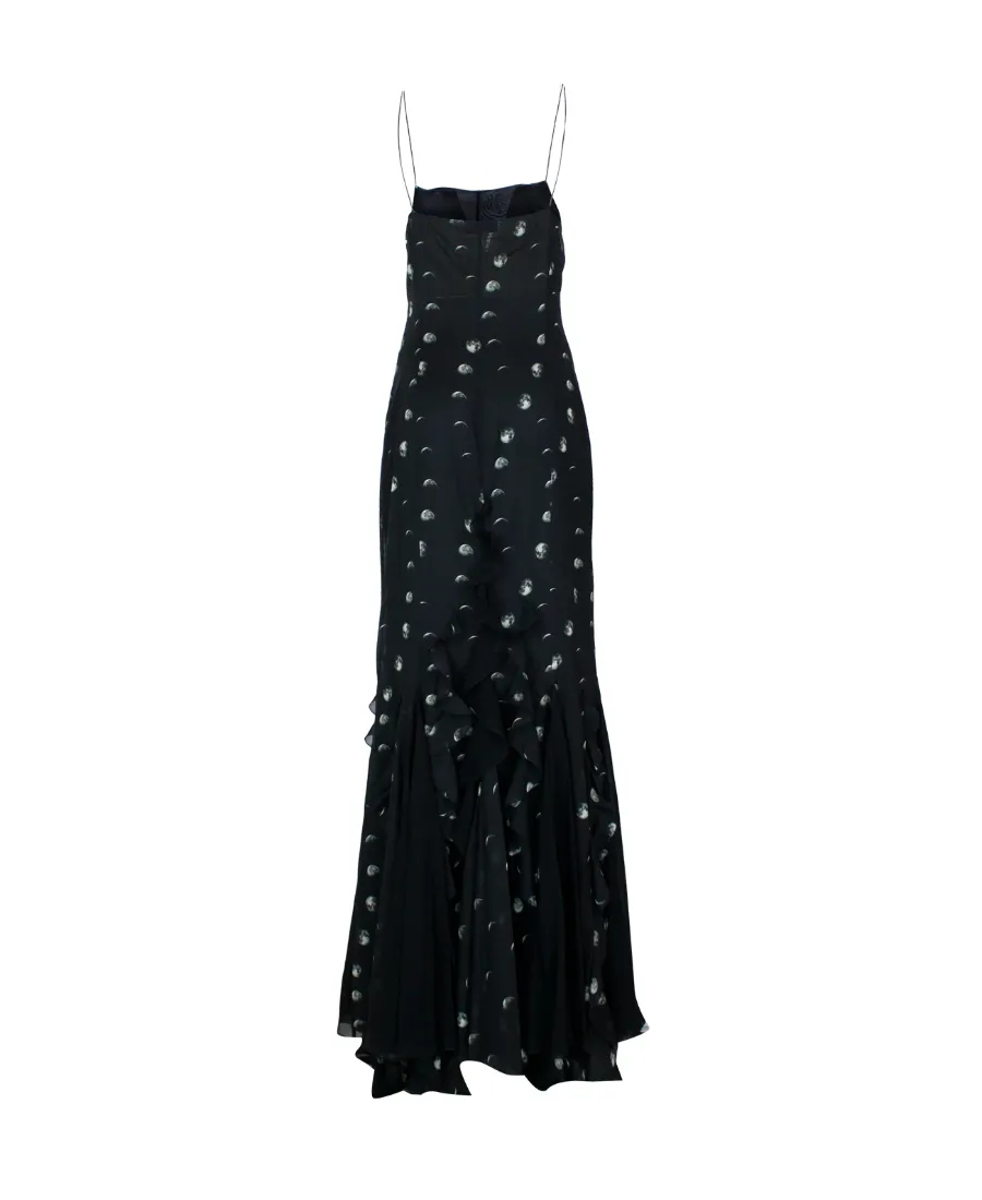 Moon-Print Ruffled Maxi Dress
