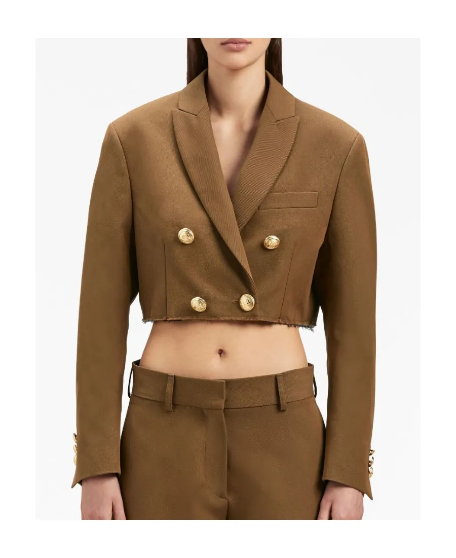 Palm Angels Raw-Cut Hem Cropped Jacket