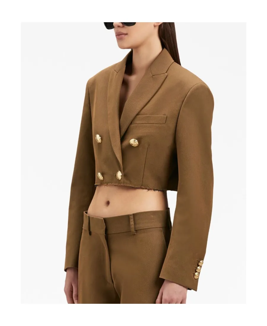 Palm Angels Raw-Cut Hem Cropped Jacket