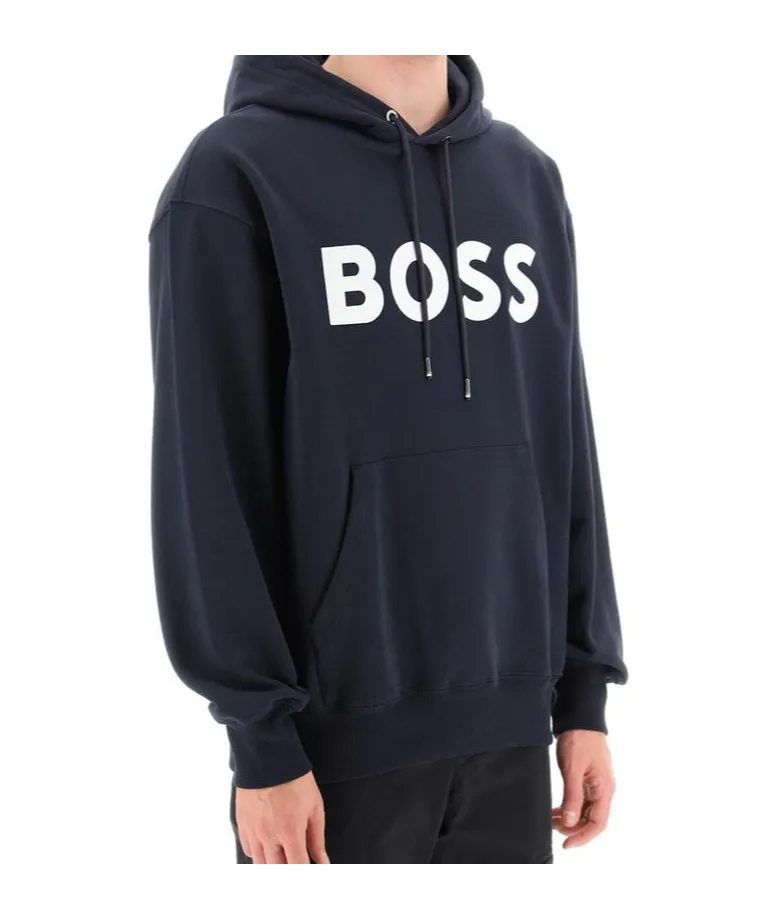 Boss Hugo Boss Logo Printed Drawstring Hoodie