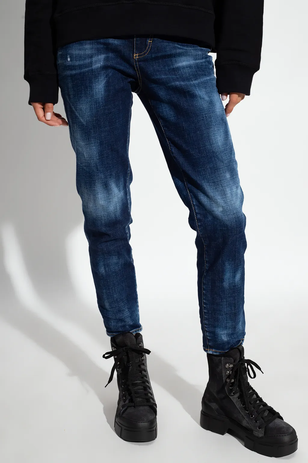 Dsquared2 Distressed High-Waist Cropped Jeans
