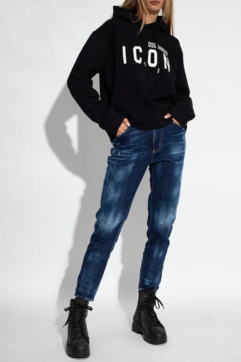 Dsquared2 Distressed High-Waist Cropped Jeans