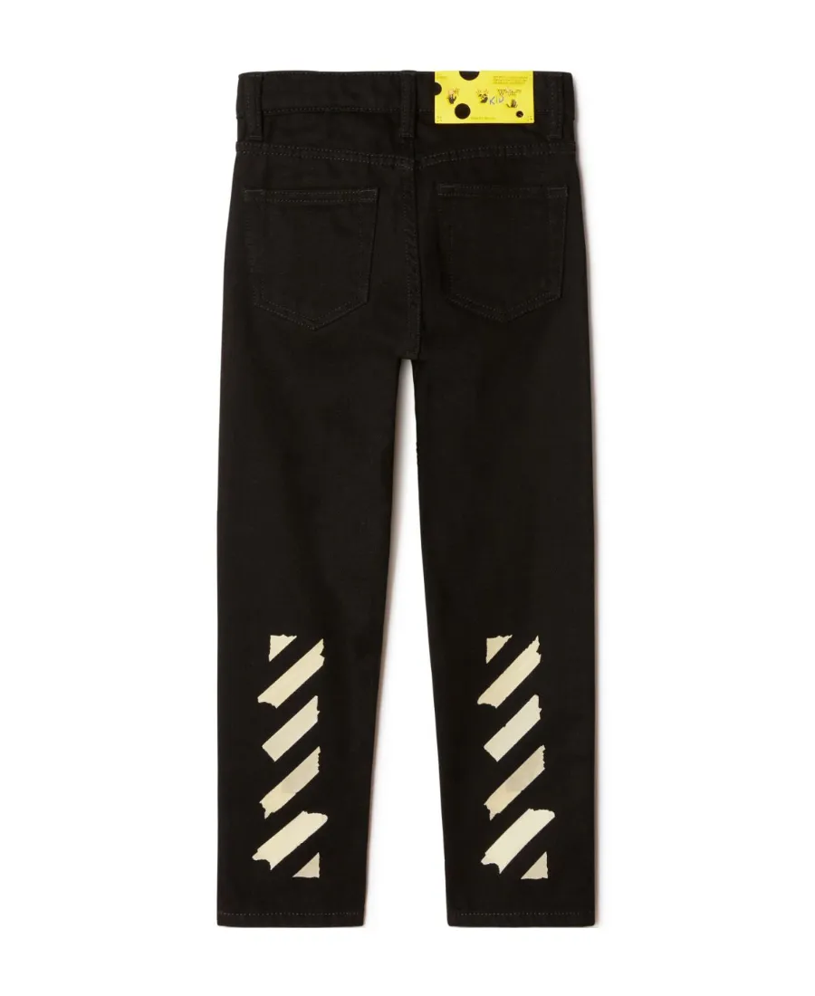 Off-White Kids Logo Printed Straight Leg Jeans
