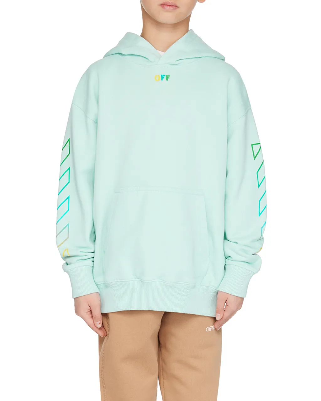 Diag-Stripe-Print Cotton Hoodie
