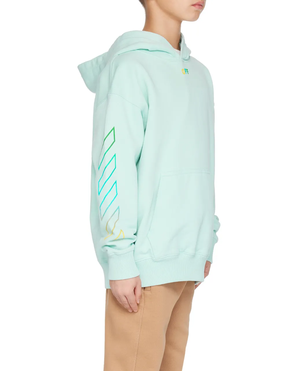 Diag-Stripe-Print Cotton Hoodie