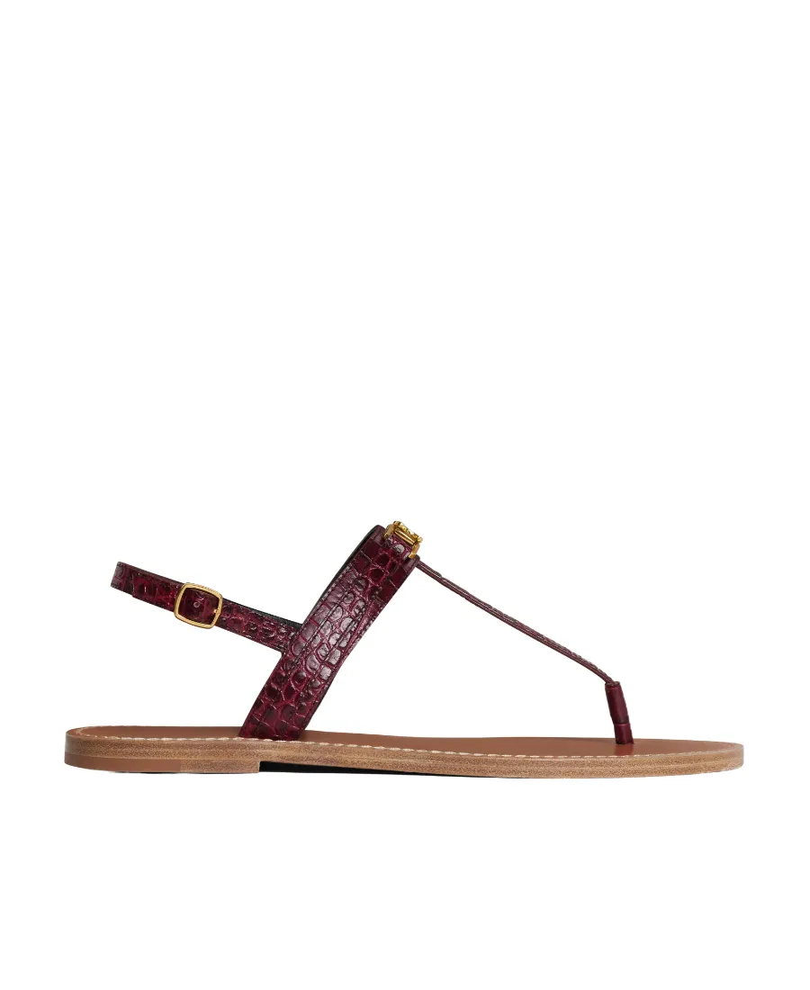 Celine Triomphe Thong In Crocodile Stamped Calfskin