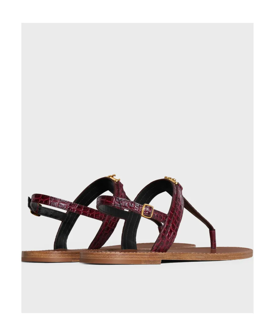 Celine Triomphe Thong In Crocodile Stamped Calfskin