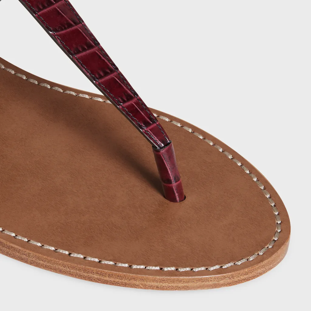 Celine Triomphe Thong In Crocodile Stamped Calfskin