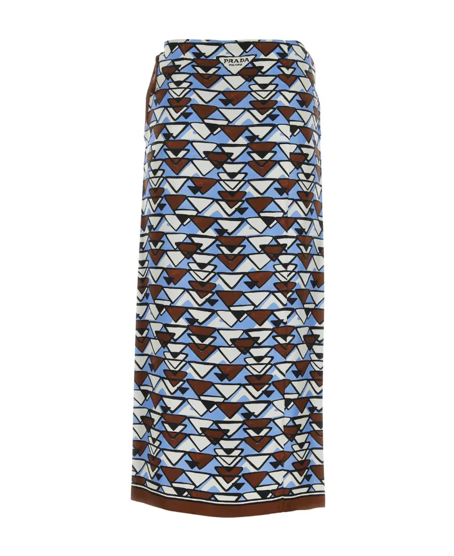 Geometric-Print Midi Skirt