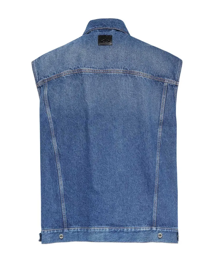 Buttoned Denim Vest