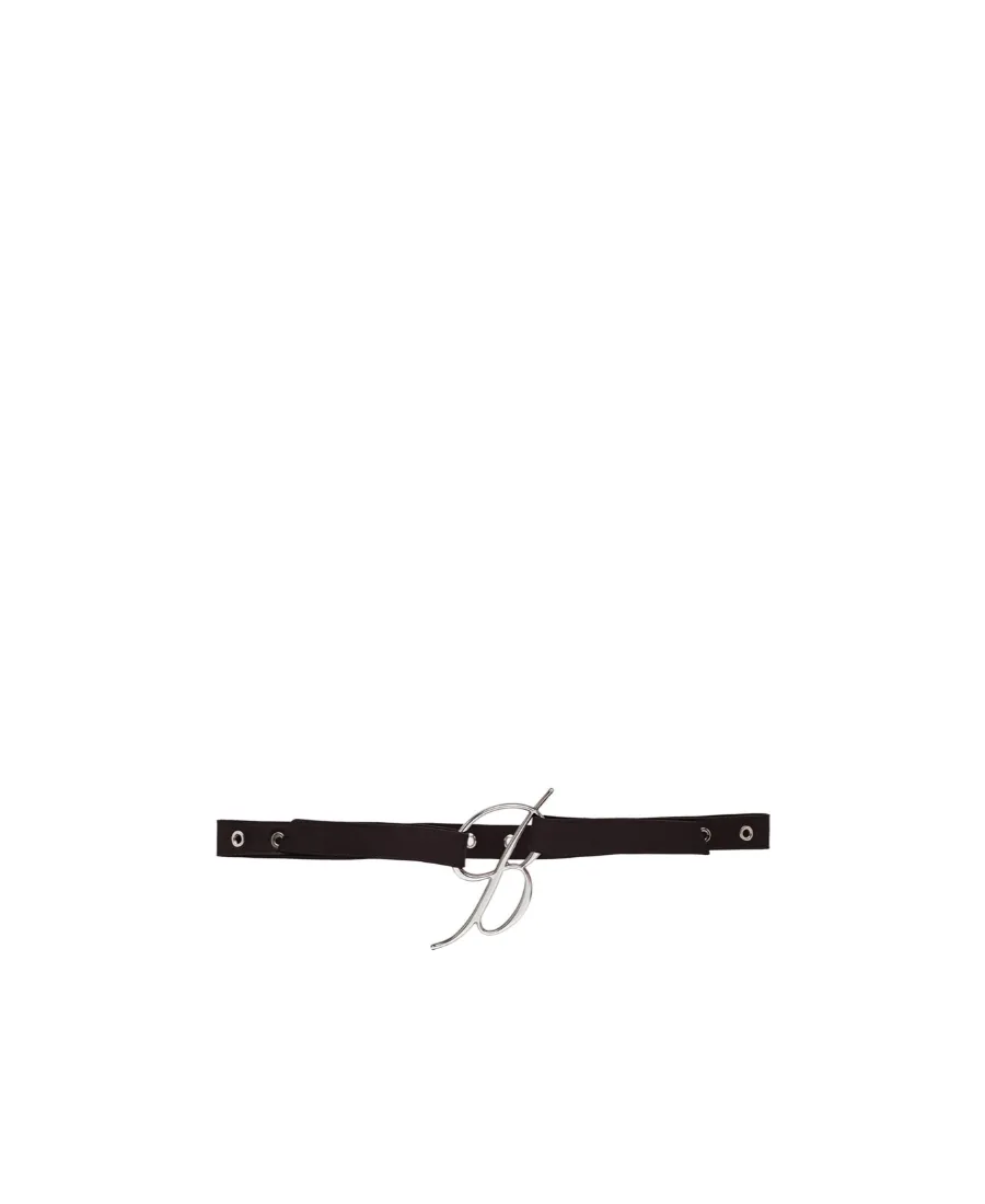 Logo-Buckle Leather Belt