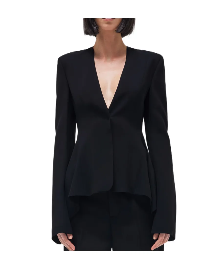 Draped Single-Breasted Blazer