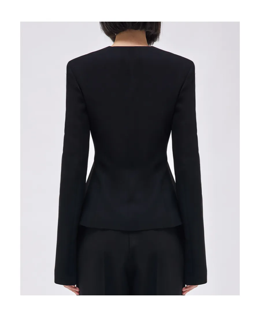Draped Single-Breasted Blazer