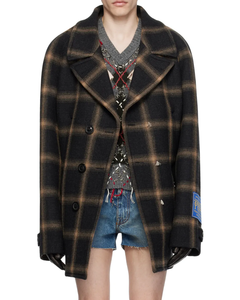 Maison Margiela Double-Breasted Pendleton Peacoat