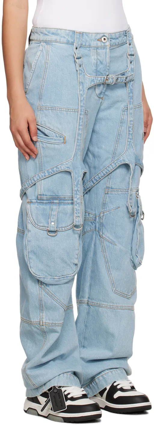 Off-White Bleach Cargo Strap Detailed Jeans