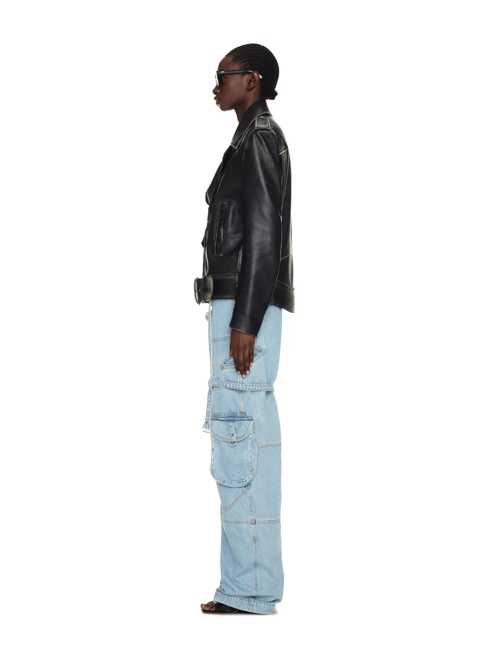 Off-White Bleach Cargo Strap Detailed Jeans