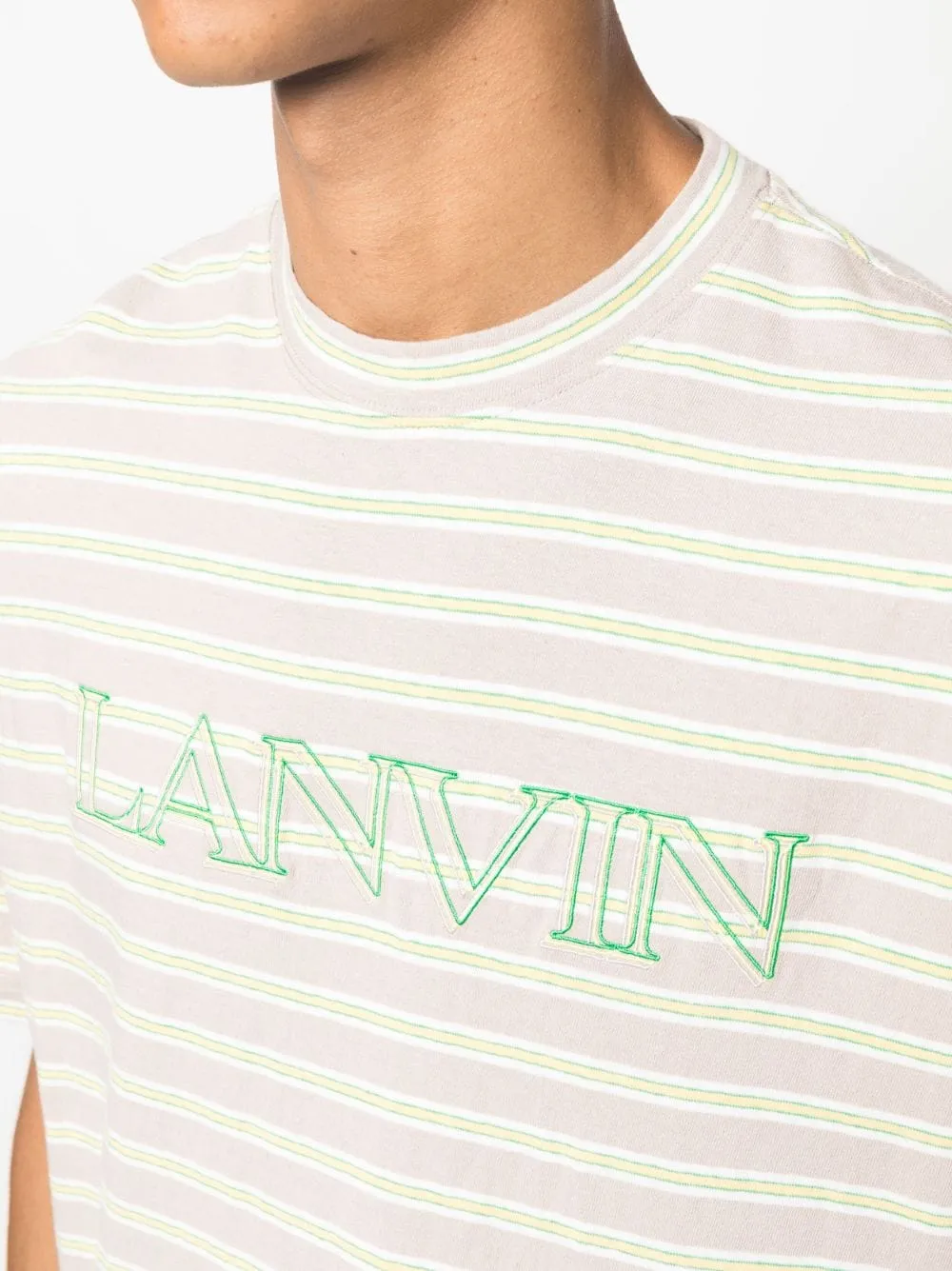 Striped Logo-Embroidered T-Shirt