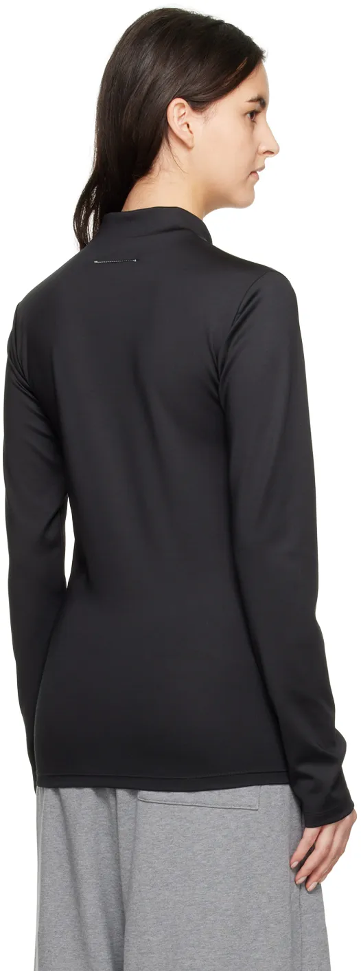 Embroidered Mock-Neck T-Shirt