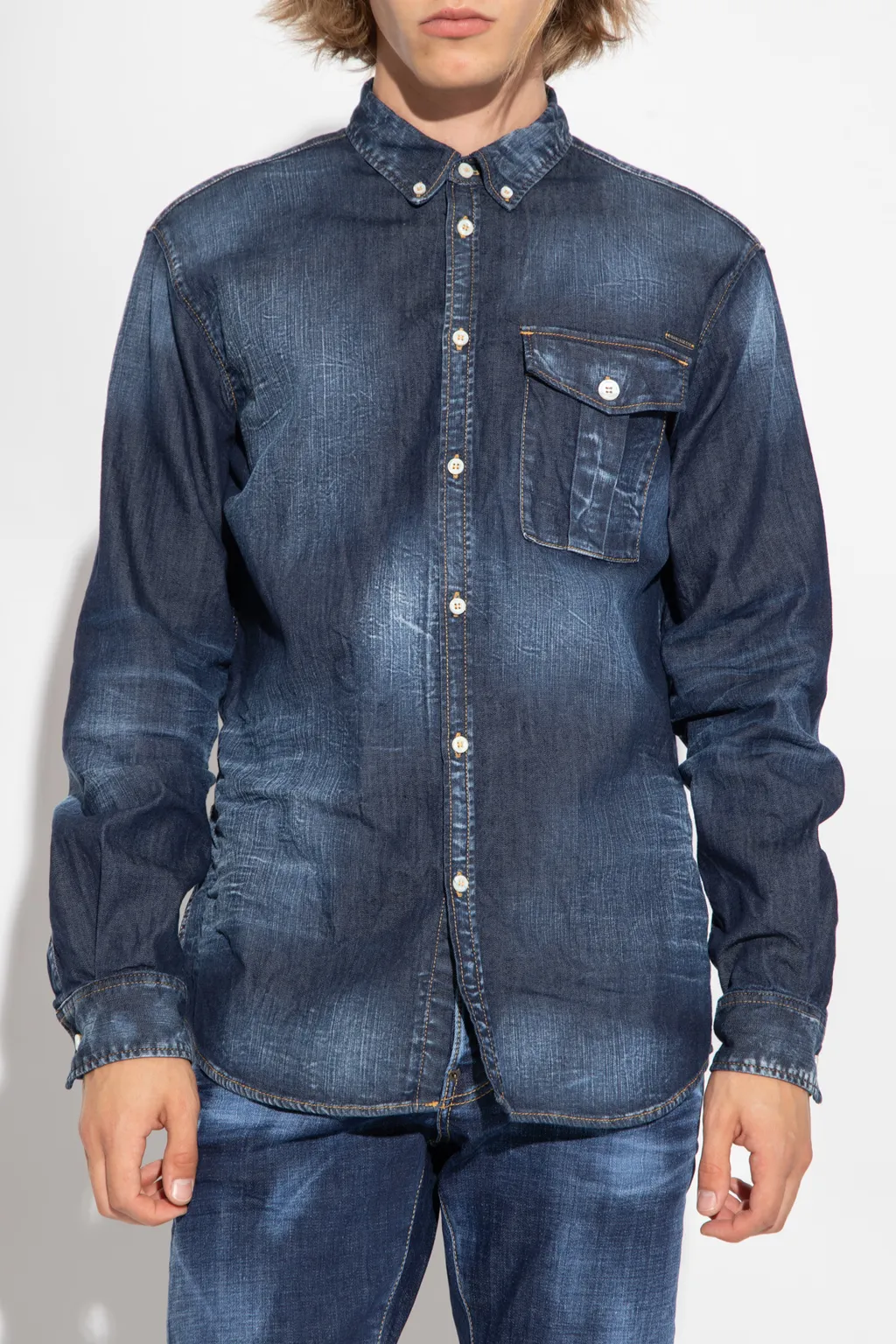 Dsquared2 Logo-Plaque Buttoned Denim Shirt