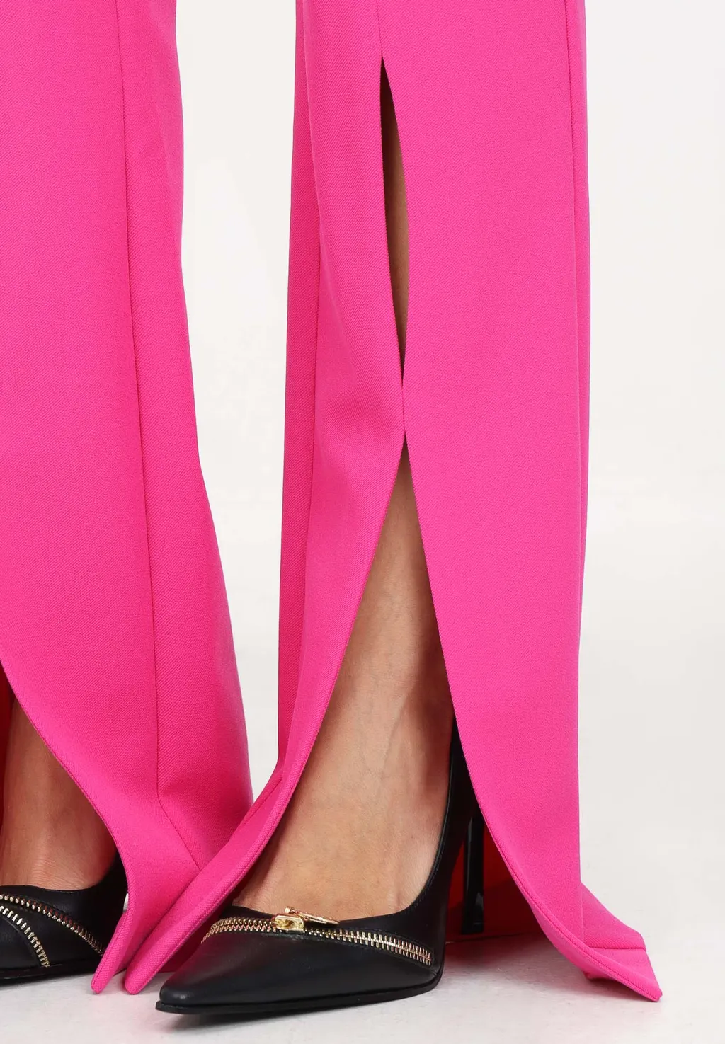 Versace Jeans Couture Logo-Lettering Front-Slits Flared Trousers