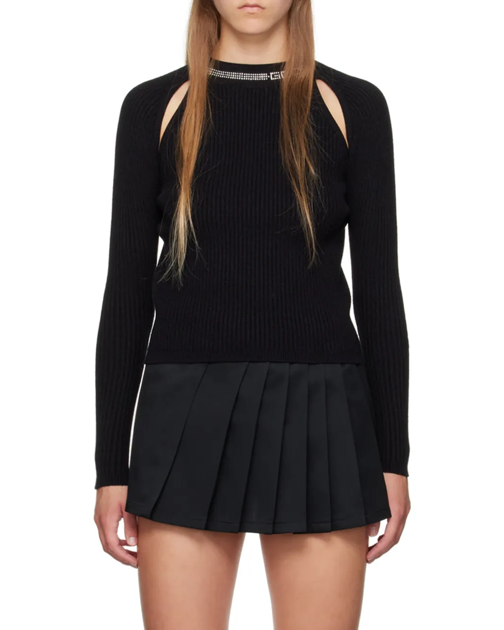 Gcds Bling Embellished Cut-Out Knitted Top
