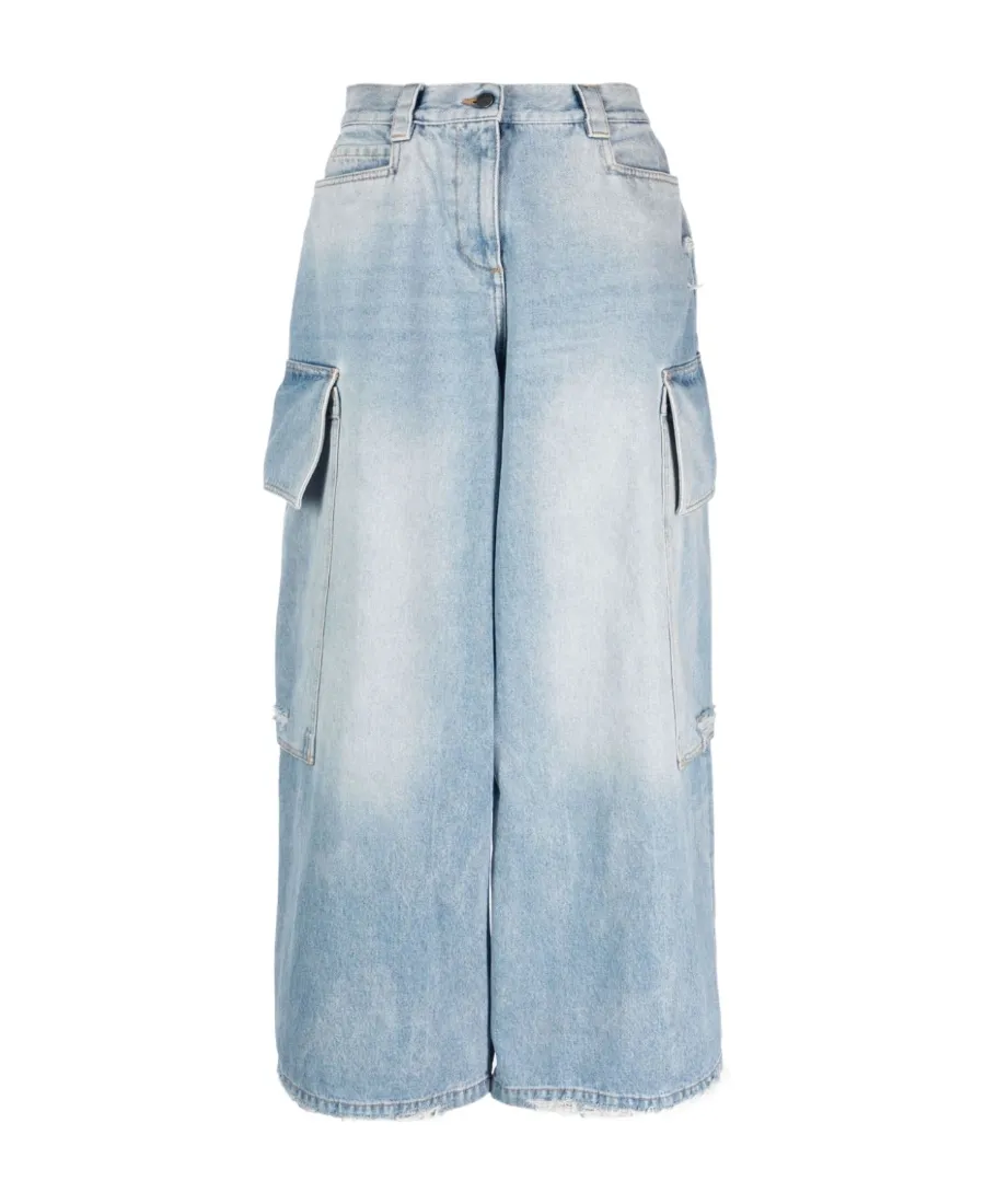 Palm Angels Wide Leg High Waist Jeans