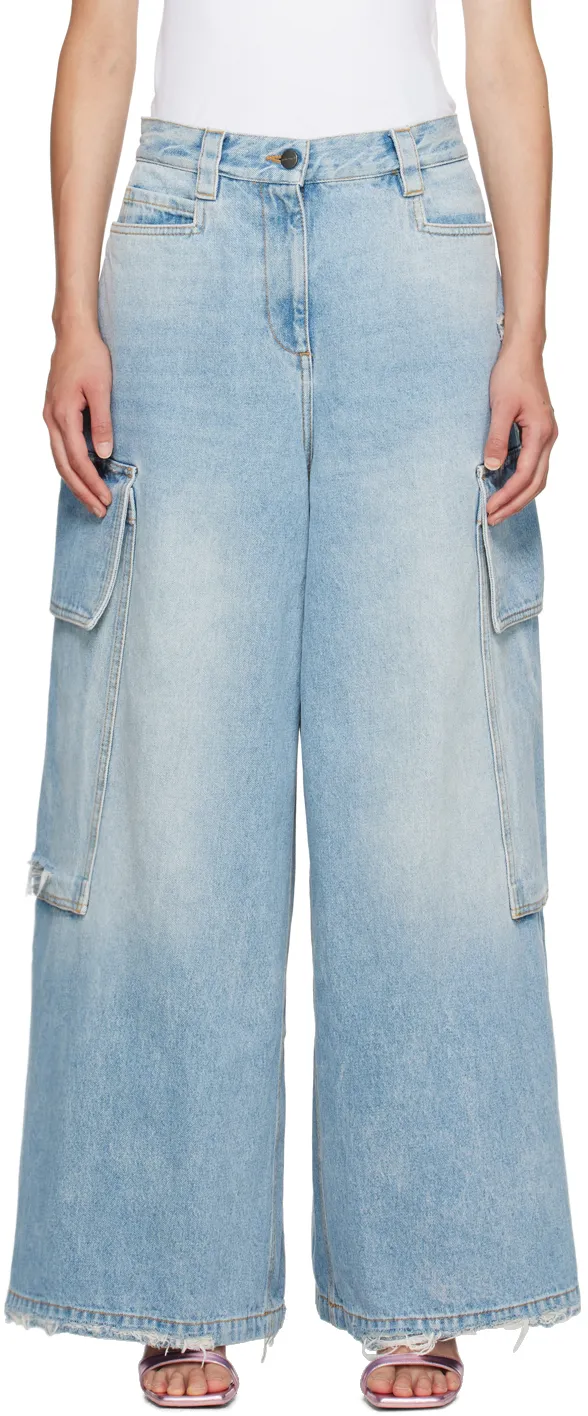 Palm Angels Wide Leg High Waist Jeans