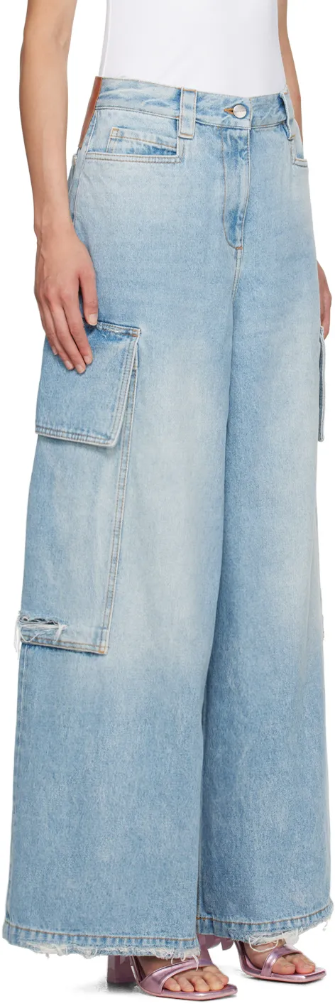 Palm Angels Wide Leg High Waist Jeans