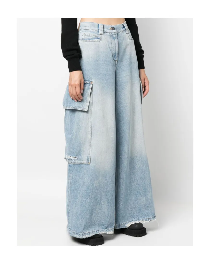 Palm Angels Wide Leg High Waist Jeans