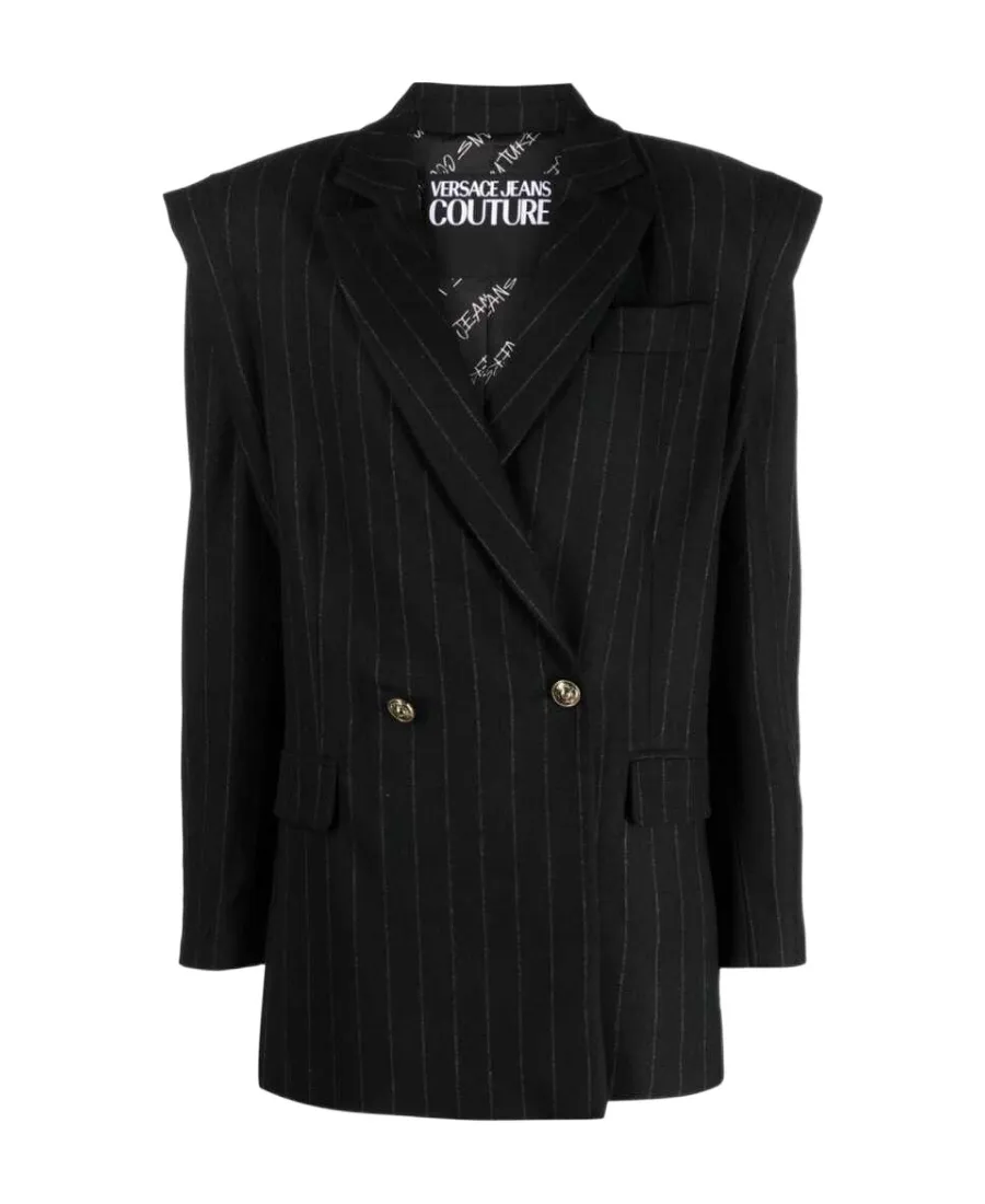 Versace Jeans Couture Pinstriped Double-Breasted Tailored Blazer