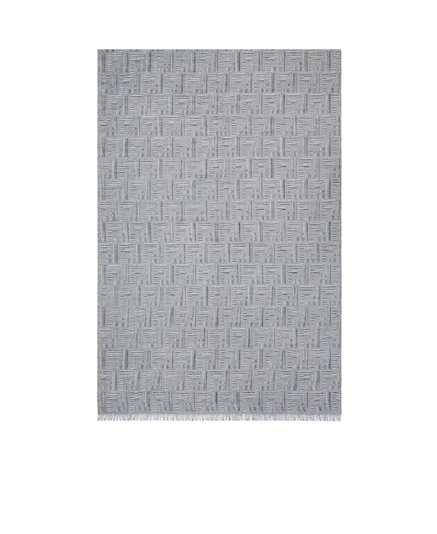 Fendi Monogrammed Fringed Edge Scarf