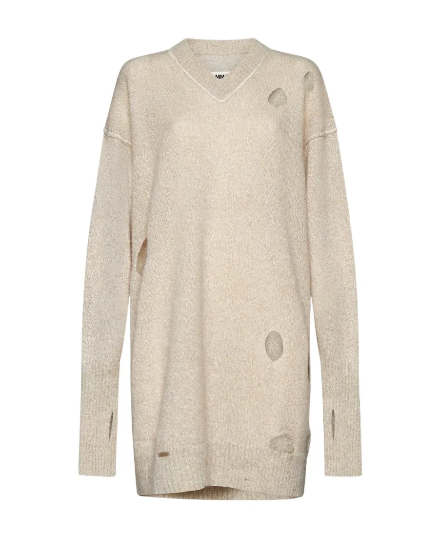 Mm6 Maison Margiela Distressed Knitted Dress