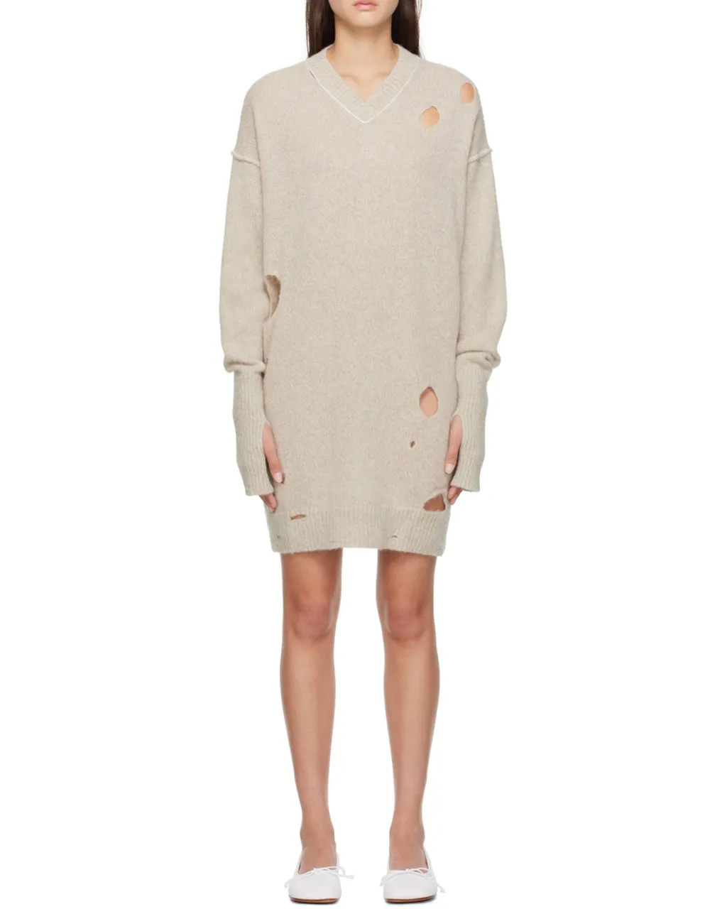 Mm6 Maison Margiela Distressed Knitted Dress